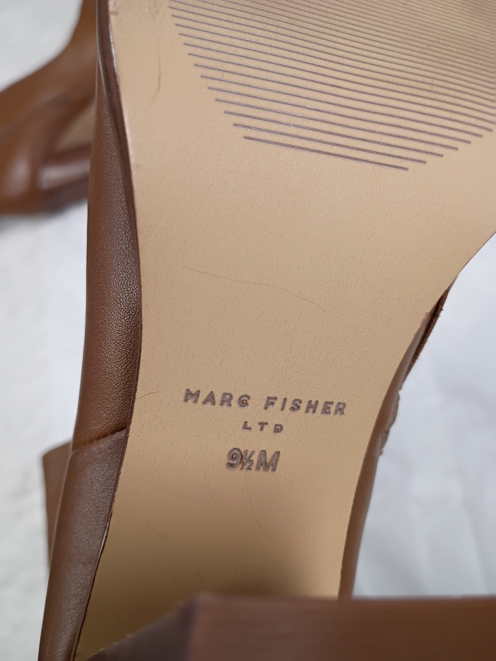 Marc Fisher LTD Lannie Leather Knee High Boots Natural Brown 9.5 NWOB - Picture 11 of 12